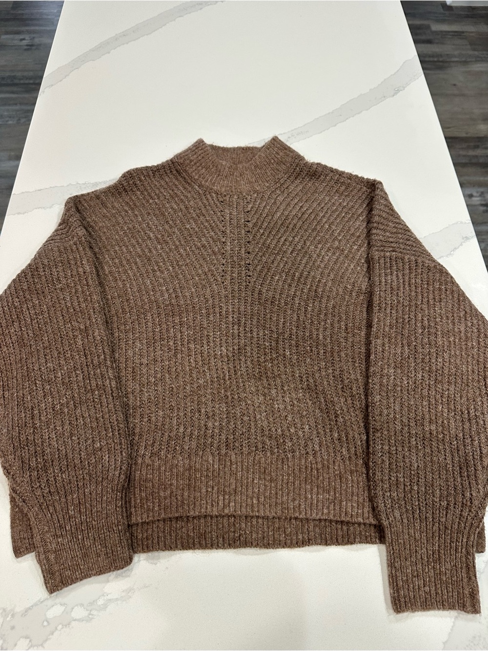 Abercrombie & Fitch Ribbed Mock Neck Sweater - Mocha Brown